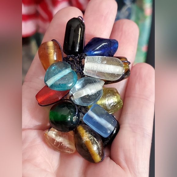 Brooch Venetian Italian lampwork murano beads glass artisan handmade Vintage OLD - Picture 11 of 12